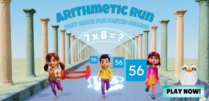 Arithmetic Run - Educational Math Game with 3D characters and running track with math equations
